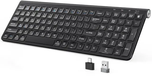 Main image of JOYACCESS Wireless Keyboard, 2.4G Ergonomic and Slim Wireless Keyboard with USB & Type C, Full Size and Portable Design for Computer/Laptop/Windows/Mac-Black