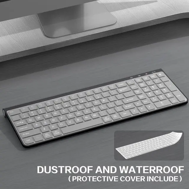 Alt view image 4 of 5 - JOYACCESS Wireless Keyboard, 2.4G Ergonomic and Slim Wireless Keyboard with USB & Type C, Full Size and Portable Design for Computer/Laptop/Windows/Mac-Black
