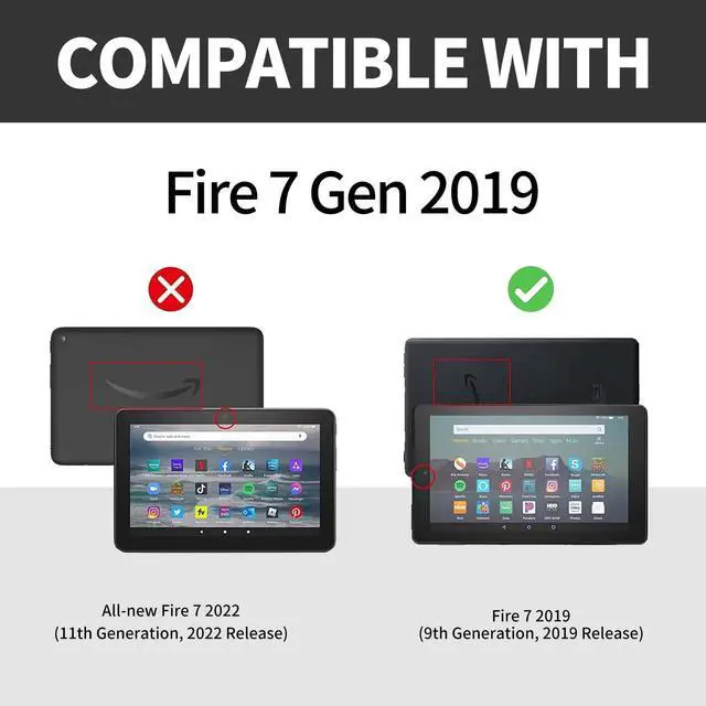 Alt view image 2 of 5 - DIGTIALL Case for Amazon Kindle Fire 7 Inch Tablet (9th/7th/5th Generation, 2019/2017/2015 Release),Slim PU Leather Folding Stand Protive Cover with Auto Wake/Sleep for Fire 7,Vintage Bookshelf