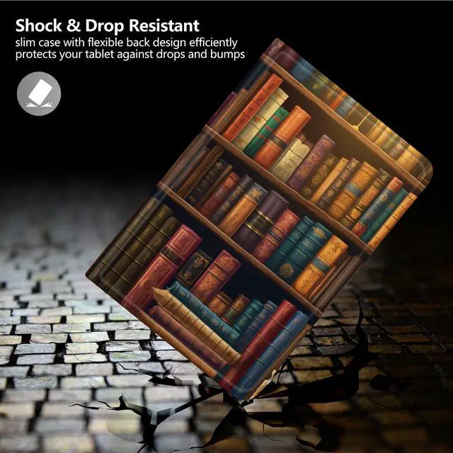 Alt view image 5 of 5 - DIGTIALL Case for Amazon Kindle Fire 7 Inch Tablet (9th/7th/5th Generation, 2019/2017/2015 Release),Slim PU Leather Folding Stand Protive Cover with Auto Wake/Sleep for Fire 7,Vintage Bookshelf