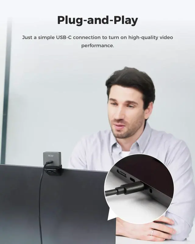 Alt view image 5 of 5 - OBSBOT Meet 2 Ultra HD 4K Streaming Webcam, 1080p at 60 FPS, Video Conference Camera with AI Automatic Cropping, USB-C, Dual Noise Reducing Mics, Works with MS_Teams/Zoom- Gray