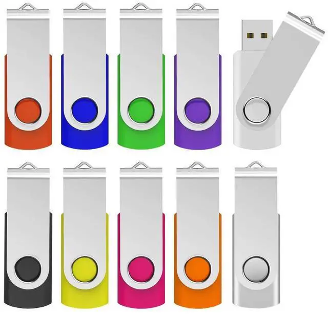 Main image of KOOTION 64GB USB 2.0 Flash Drives 10 PCS Memory Stick Swivel Thumb Drives Pen Drives (Mixcolored)