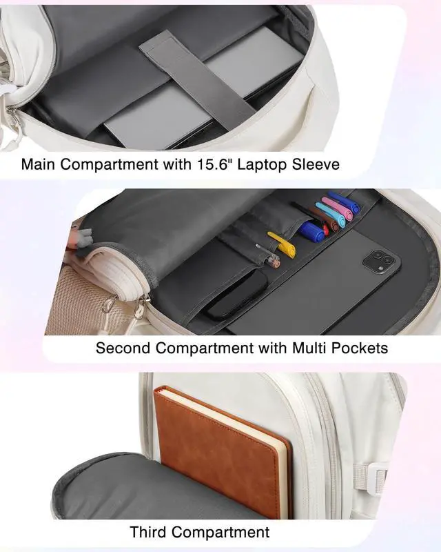 Alt view image 4 of 5 - Kids Backpack for Girls - High School College Backpack for Teen Girls with 15.6 Laptop Compartment Back to School