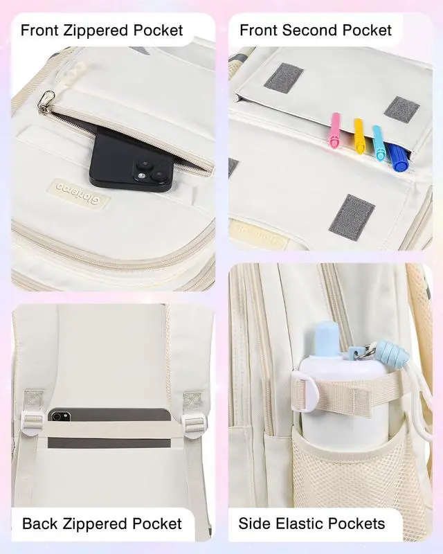 Alt view image 5 of 5 - Kids Backpack for Girls - High School College Backpack for Teen Girls with 15.6 Laptop Compartment Back to School