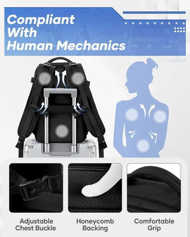 Alt view image 5 of 5 - Vacuum Backpack Travel with Pump, Travel Backpack with Vacuum System, Carry on Luggage 18x14x8 Airline Approved Travel Bag, mochila de viaje compresion al vacio, Waterproof Laptop Backpacks,Black