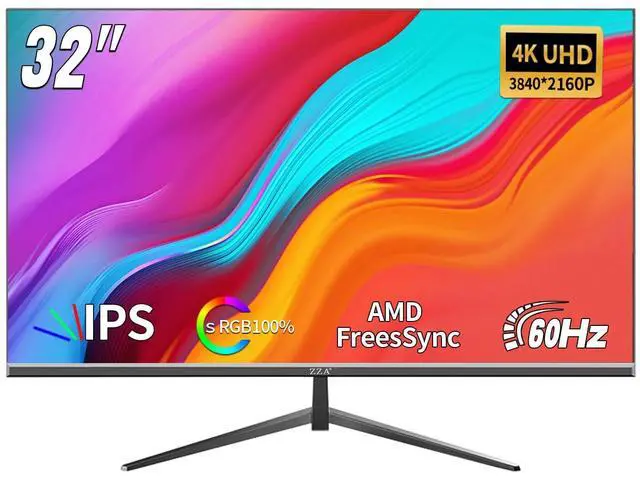 Main image of ZZA 32 Inch Computer Monitor, 4K Monitor 60HZ UHD(3840 * 2160P) 3000R IPS Screen with Ultra-Thin Bezels,HDR10,HDMI/DP Ports, Tilt Adjustable, Eyecare, Ideal for Business, Office, and Casual Gaming