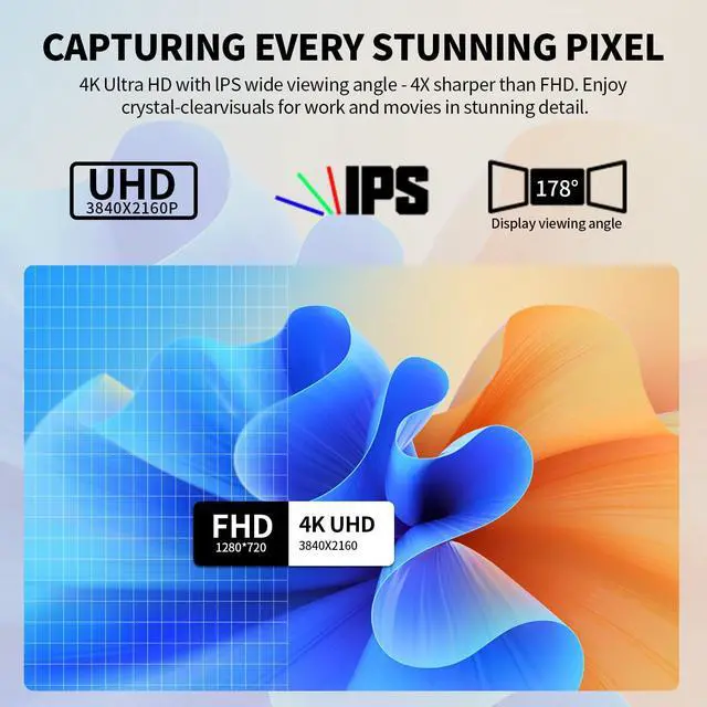 Alt view image 4 of 5 - ZZA 32 Inch Computer Monitor, 4K Monitor 60HZ UHD(3840 * 2160P) 3000R IPS Screen with Ultra-Thin Bezels,HDR10,HDMI/DP Ports, Tilt Adjustable, Eyecare, Ideal for Business, Office, and Casual Gaming