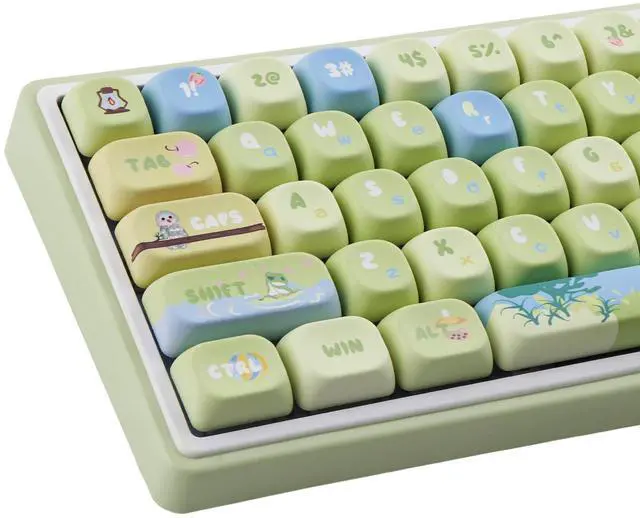 Main image of Tsungup Cute Green Keycaps,130 Keys MOA Profile PBT Forest-Themed Custom Keycaps,Dye Sub Key Caps Keyboard Keycap Set for MX Switches Mechanical