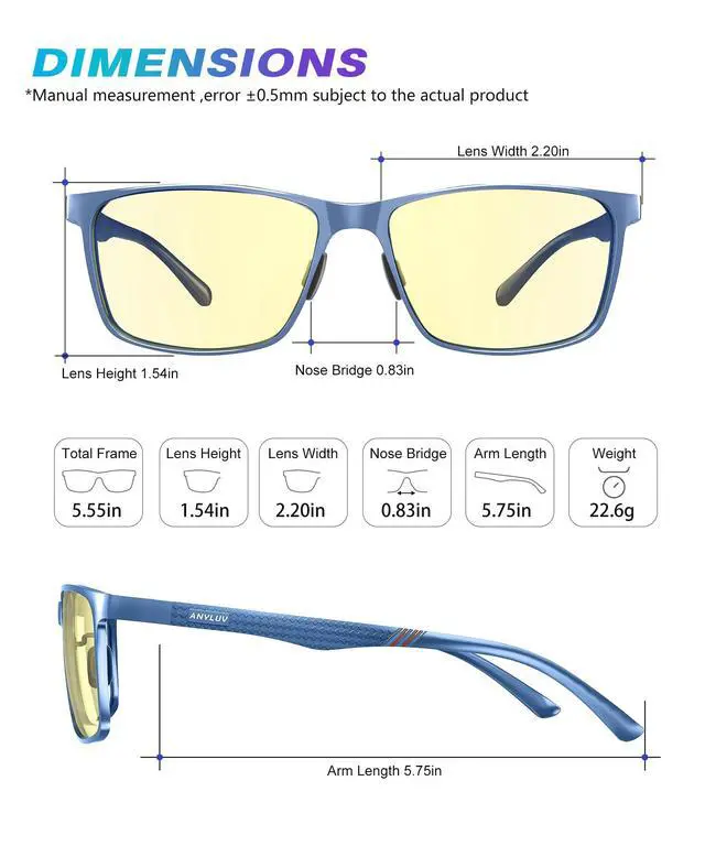 Alt view image 4 of 5 - ANYLUV Blue Light Glasses Men/Women, Al-Mg Metal Computer Blue Light Blocking Glasses, Relieve Eyestrain and Eye Protection