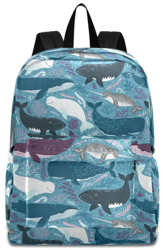 Main image of ZzWwR Ocean Coral Whale Pattern Large Portable Laptop Backpack Durable Travel Bag for Men Women School Bookbag Work Fit 16.5 Inch Notebook