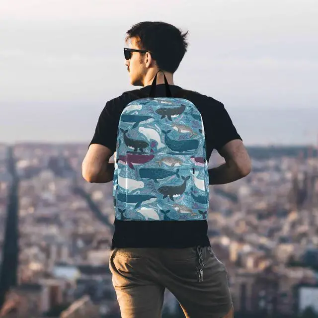 Alt view image 2 of 5 - ZzWwR Ocean Coral Whale Pattern Large Portable Laptop Backpack Durable Travel Bag for Men Women School Bookbag Work Fit 16.5 Inch Notebook