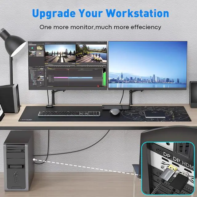 Alt view image 5 of 5 - UANTIN 8K DisplayPort 1.4 to HDMI 2.1 Adapter with 4K 120Hz/ 8K 60Hz, Unidirectional DP to HDMI Cable Adapter, Display Port for AMD, NVIAID, Not Work with PS5/Xbox, No VRR Support