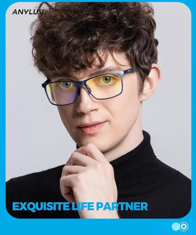 Alt view image 2 of 5 - ANYLUV Blue Light Glasses Men/Women, Al-Mg Metal Computer Blue Light Blocking Glasses, Relieve Eyestrain and Eye Protection