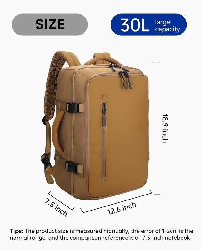 Alt view image 5 of 5 - SWICKY Vacuum Seal Travel Backpack with Pump, 40L Vacpack Backpack Compression Bag System, Water Resistant Laptop Carry-On Luggage for Women & Men, Ideal for Business, WorkKhaki