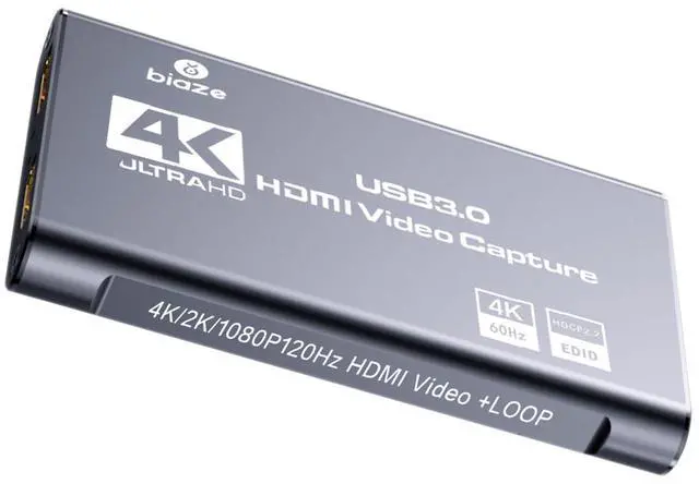 Main image of 4K HDMI Capture Card for Streaming, Full HD 1080P 60FPS HDMI to USB 3.0 Capture Card Supports Microphone Input and 3.5MM Headphone Output Compatibilate with Camera/Xbox/PS4/PS5/PC/OBS