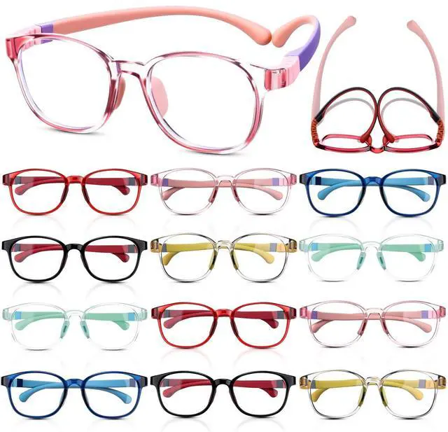 Main image of Jerify 12 Pack Blue Light Glasses for Kids, Blue Light Blocking Glasses for Boys Girls Teen Age 3-8 for Computer Phone Screen Gaming TV Anti Eye Strain Glare(Pastel Colors)