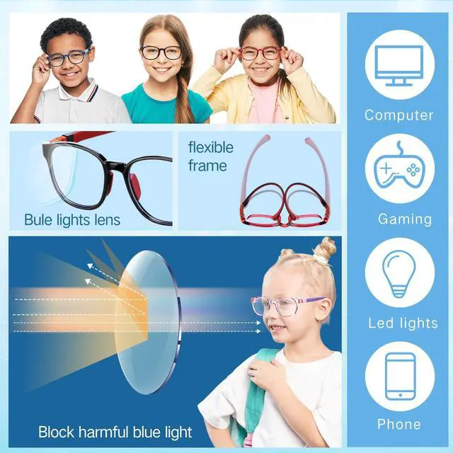Alt view image 2 of 5 - Jerify 12 Pack Blue Light Glasses for Kids, Blue Light Blocking Glasses for Boys Girls Teen Age 3-8 for Computer Phone Screen Gaming TV Anti Eye Strain Glare(Pastel Colors)