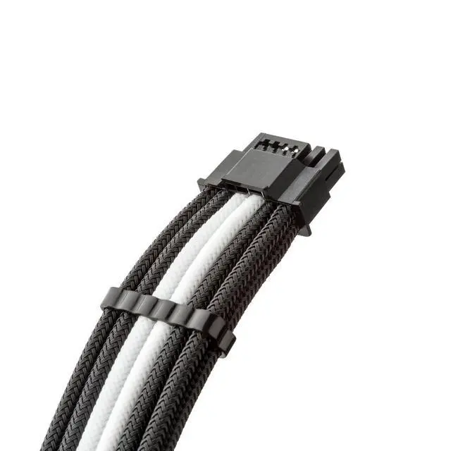Alt view image 2 of 4 - CableMod Universal Pro ModMesh Sleeved 12V-2x6 12VHPWR StealthSense Direct PCIe Cable (Black + White, 16-pin to 16-pin, 60cm)