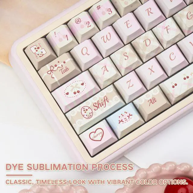 Alt view image 4 of 5 - COOMICKEY Dye Sub PBT Keycaps Set 145 Keys, Cute Pink Keycap, Cherry Profile Custom Keycaps 60 65 75 100 Percent for 61/64/68/84/87/100/104/108 ANSI ISO Layout MX Switches Gaming Mechanical Keyboard