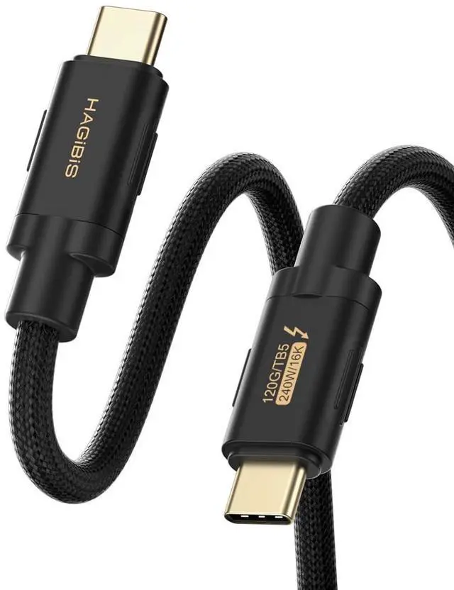 Main image of Hagibis Thunderbolt 5 Cable (Intel Certified), 120Gbps Data Transfer, 240W Fast Charging, 16K@60Hz Display USB-C Cable, Compatible Thunderbolt 4/3, USB4/3, for iPhone 17/16/15, MacBook,(3.3ft)