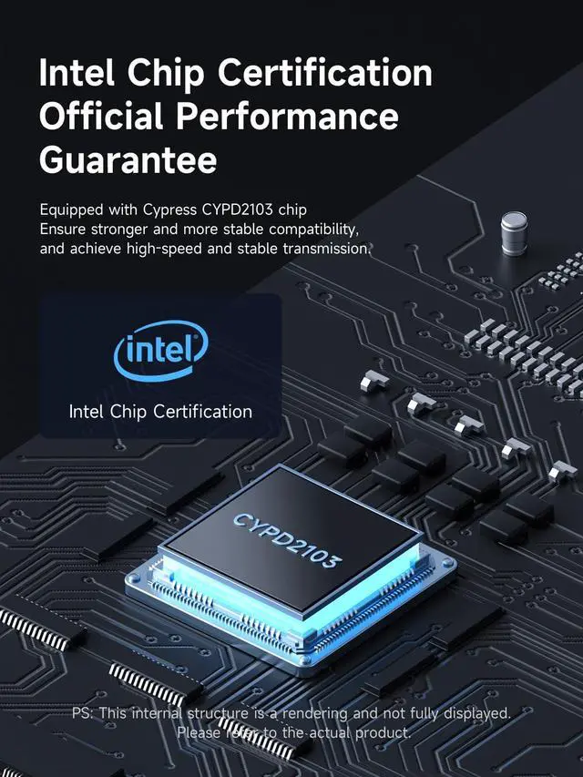 Alt view image 2 of 5 - Hagibis Thunderbolt 5 Cable (Intel Certified), 120Gbps Data Transfer, 240W Fast Charging, 16K@60Hz Display USB-C Cable, Compatible Thunderbolt 4/3, USB4/3, for iPhone 17/16/15, MacBook,(3.3ft)