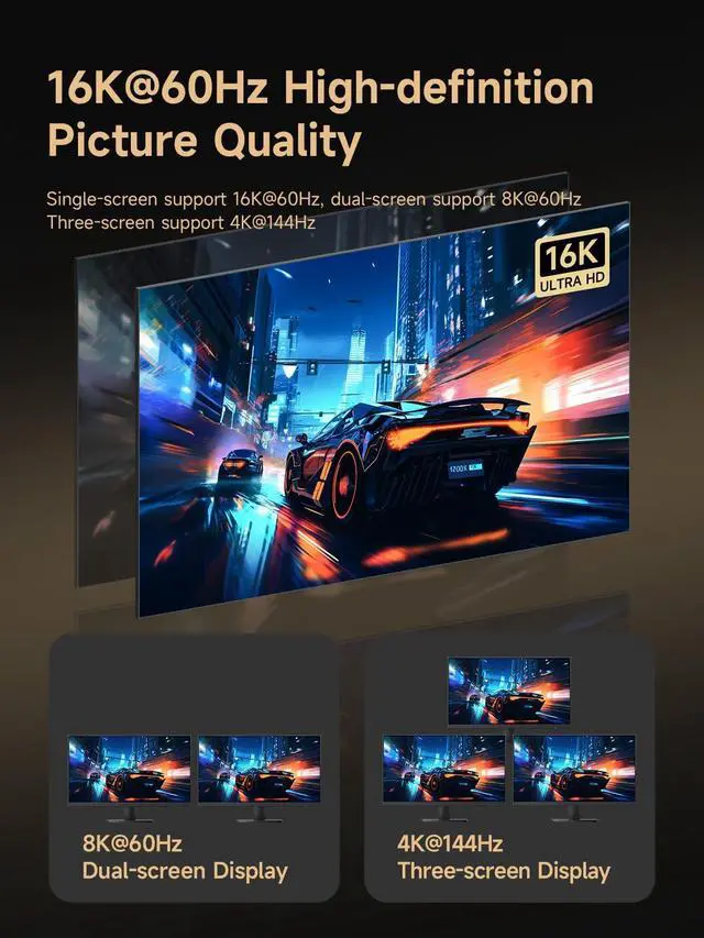 Alt view image 4 of 5 - Hagibis Thunderbolt 5 Cable (Intel Certified), 120Gbps Data Transfer, 240W Fast Charging, 16K@60Hz Display USB-C Cable, Compatible Thunderbolt 4/3, USB4/3, for iPhone 17/16/15, MacBook,(3.3ft)