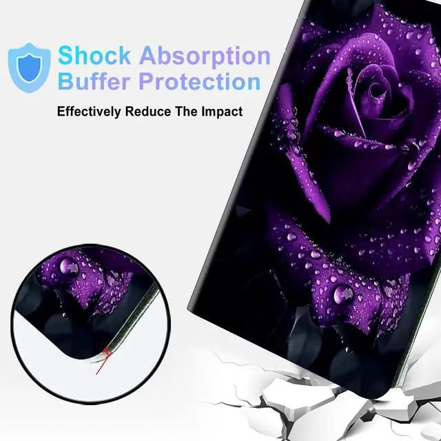 Alt view image 5 of 5 - for Galaxy Tab S7 FE 5G Case 2021 Galaxy Tab S7 Plus Case 2020 PU Leather Smart Cover with Adjustable Stand & Auto Wake/Sleep Cover for Samsung Galaxy S7 FE 5G 12.4 inch - Purple Rose