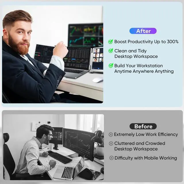 Alt view image 4 of 5 - Laptop Screen Extender, FHD 1200P 16:10 IPS Portable Monitor for Laptops 12~16.2 inch, 14" Triple Screen Laptop Monitor Extender Display, Plug & Play with USB-C HDMI for Windows/MacBook/Switch/PS5