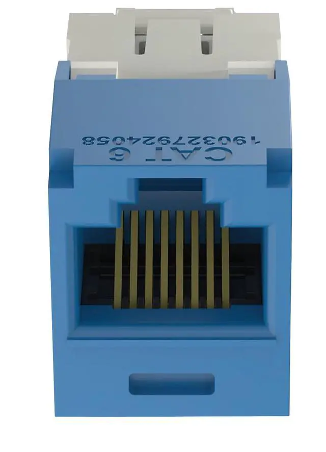 Alt view image 4 of 5 - CJ688TGBU Pack of 5 Category 6 TX6 Plus Mini-Com UTP Jack Modules, Blue, TG Style, Toolless, RJ45 Ethernet High Performance Network Module, T568A/T568B Wiring