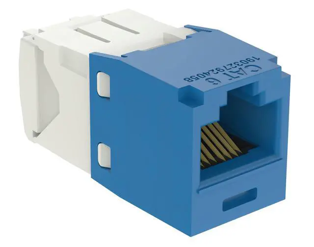Alt view image 5 of 5 - CJ688TGBU Pack of 5 Category 6 TX6 Plus Mini-Com UTP Jack Modules, Blue, TG Style, Toolless, RJ45 Ethernet High Performance Network Module, T568A/T568B Wiring
