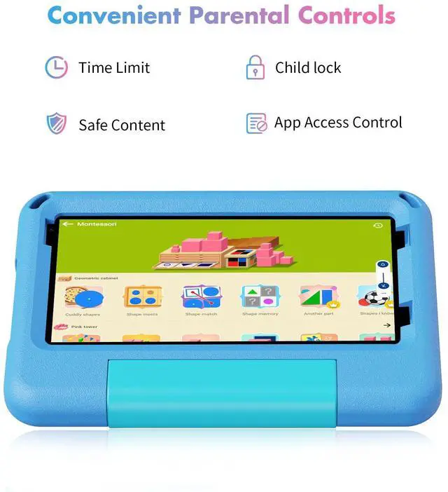 Alt view image 3 of 5 - VOLENTEX Android 15 Tablets with Case 7 inch Kids Tablet, 64GB Pad for Age 3-12 Toddler, Educationl, Games, Parental Control, Built in WiFi, Bluetooth, Dual Camera (Blue)