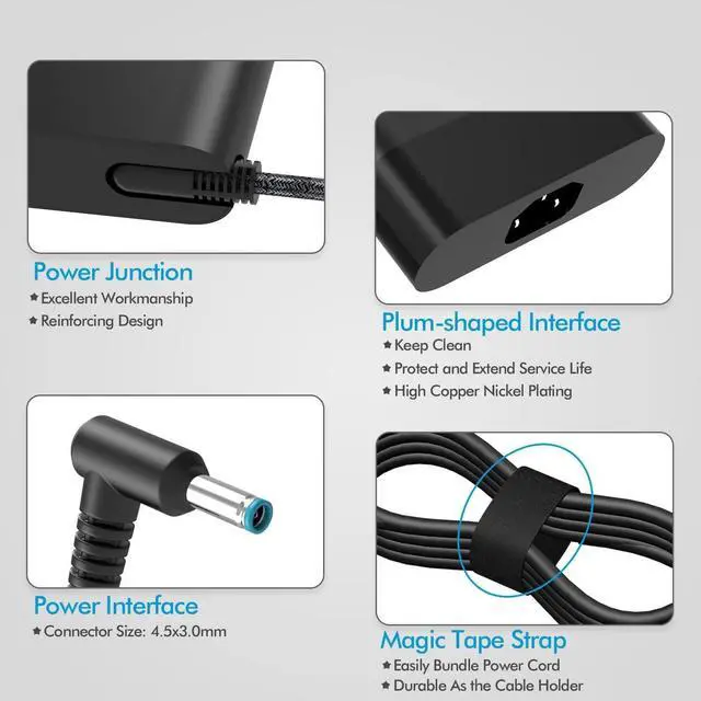 Alt view image 3 of 5 - 200W Laptop Charger AC Adapter Compatible with HP Omen 15 17 Pavilion Gaming Laptop 15 17 Zbook 15 17 Fury 16 G9 G10 G11 Victus 15 16 Envy 15 2020 TPN-DA10 L00818-850 TPN-LA21 TPN-LA20 Power Supply