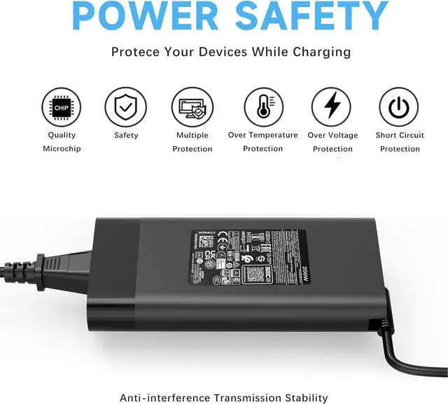 Alt view image 4 of 5 - 200W Laptop Charger AC Adapter Compatible with HP Omen 15 17 Pavilion Gaming Laptop 15 17 Zbook 15 17 Fury 16 G9 G10 G11 Victus 15 16 Envy 15 2020 TPN-DA10 L00818-850 TPN-LA21 TPN-LA20 Power Supply