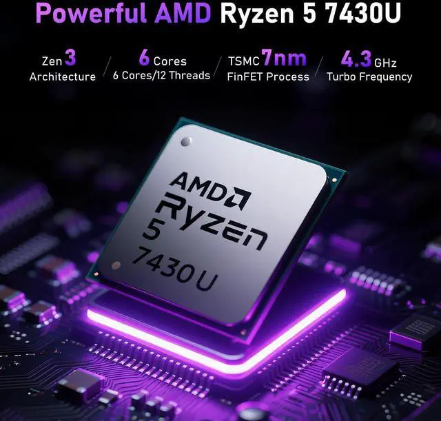 Alt view image 3 of 5 - MITUNTUN 15.6 inch Gaming Laptop, 2025 Laptop Computer, R5-7430U (up to 4.3Ghz, Beat 5700U), 32GB RAM 1TB SSD, 15.6" Full HD 1920 * 1080 Display, Radeon Graphics, WiFi 5, BT5.0, Fingerprint