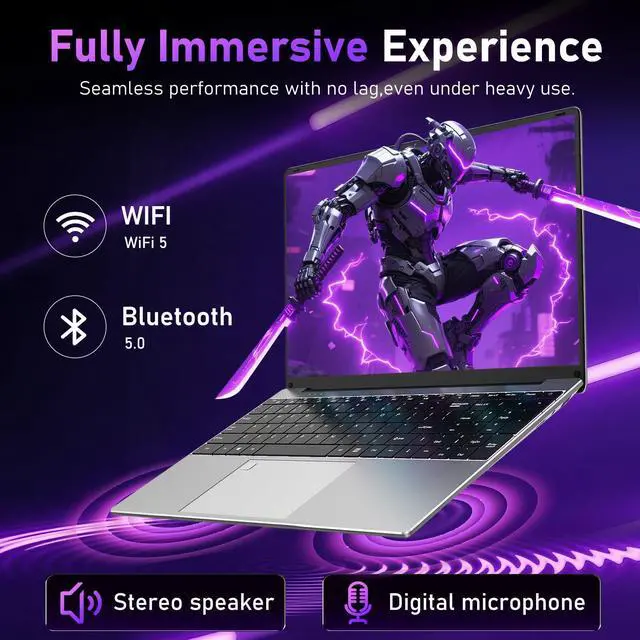 Alt view image 5 of 5 - MITUNTUN 15.6 inch Gaming Laptop, 2025 Laptop Computer, R5-7430U (up to 4.3Ghz, Beat 5700U), 32GB RAM 1TB SSD, 15.6" Full HD 1920 * 1080 Display, Radeon Graphics, WiFi 5, BT5.0, Fingerprint