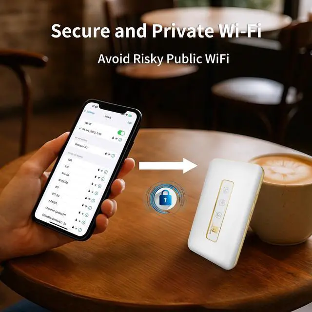 Alt view image 5 of 5 - FIRSTNUM M5 Mobile Hotspot, Portable WiFi Hotspot for Travel in 160+ Countries, Connect Up to10 Devices, No SIM Card Required and No Contract eSIM Hotspot, Portable Hotspot with 1GB Free Data Monthly