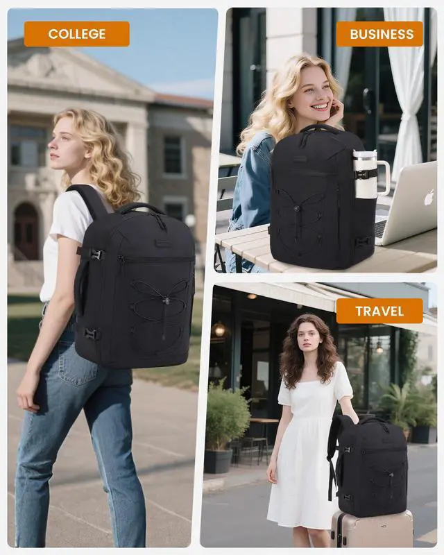 Alt view image 2 of 5 - LOVEVOOK Travel Backpack,50L Carry On Backpack Large Fits 18" Laptop,TSA Personal Item Travel Bag with 3 Packing Cubes,Water Resistant Laptop Bag Travel Essentials for Weekender Business Hiking