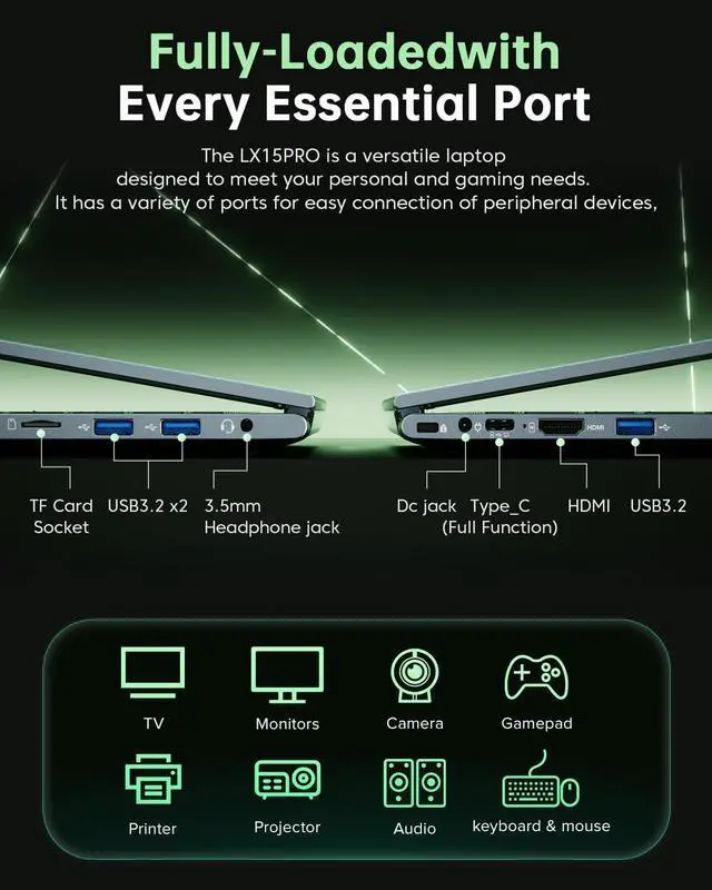 Alt view image 5 of 5 - KAIGERR Laptop, Laptop Computer, AMD Ryzen 7 5700U(8C/16T, Up to 4.3GHz), 16GB RAM 512GB NVMe SSD, 15.6-in IPS Windows Laptop, WiFi 6, Numeric Keypad, HDMI Type-C USB3.2 Home Laptops Office Laptops