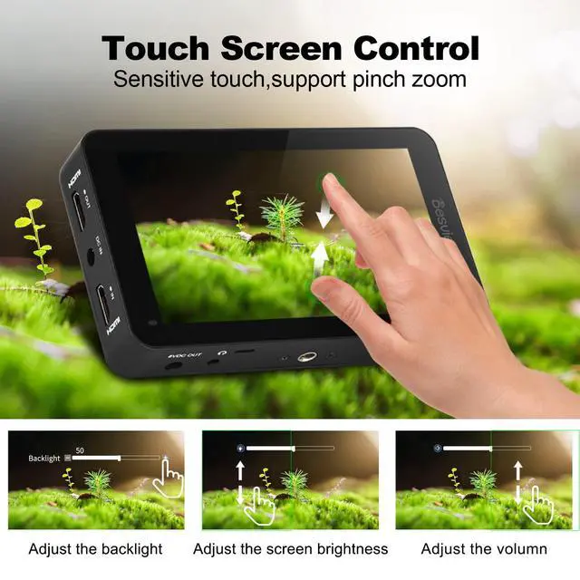 Alt view image 5 of 5 - Desview R6 Camera Field Monitor, 5.5 inch Touch Screen 2800nits Ultra Brightness Full HD 1920x1080 IPS Panel with HDR 3D LUT Waveform Peaking 4K HDMI in/Out 8V DC Output on DSLR