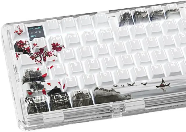 Main image of GEKUCAP PBT Keycaps Set 142 Keys, Shine Through White Japanese Keycap, Plum Blossom Custom Double Shot Keycap Set, Cherry Profile Dye-Sublimation Key caps for Cherry MX Mechanical Keyboards