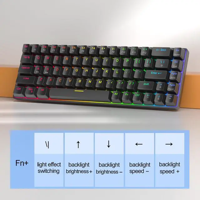 Alt view image 5 of 5 - MageGee 60% Rapid Trigger Gaming Keyboard, Hall Effect Magnetic Switch, Actuation Point Adjustable, Hot Swappable RGB Backlit Wired Keyboard with Arrow Keys for Win/PC/MAC, Black