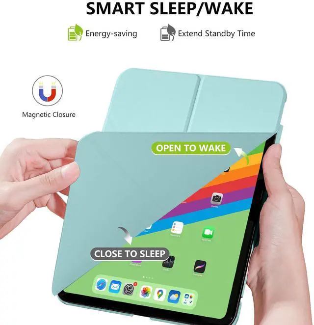 Alt view image 3 of 5 - HATOKU Magnetic Case for iPad 10th Generation: Slim Multi - Angle Stand Protective iPad 10 Gen Cover with Pencil Holder and Auto Wake Sleep for iPad 10.9 inch 2022 (Blue)