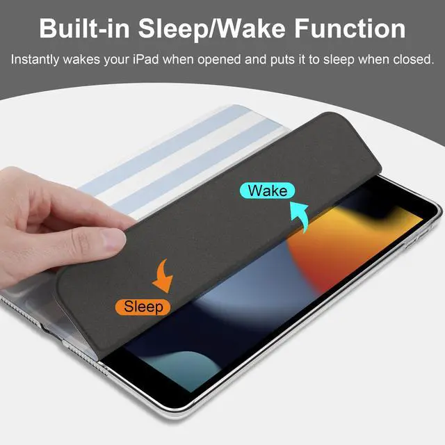 Alt view image 4 of 5 - DONGKE Compatible with iPad 10.2 Inch Case 2021 2020 2019, Smart Lightweight Trifold Stand Hard Plastic Transparent Cover Support Auto Sleep/Wake for iPad 10.2" 9th/8th/7th Generation - Stripes