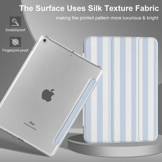 Alt view image 5 of 5 - DONGKE Compatible with iPad 10.2 Inch Case 2021 2020 2019, Smart Lightweight Trifold Stand Hard Plastic Transparent Cover Support Auto Sleep/Wake for iPad 10.2" 9th/8th/7th Generation - Stripes