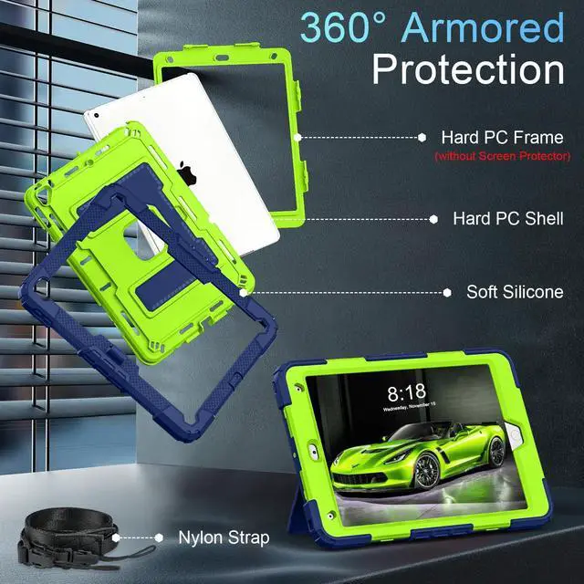 Alt view image 2 of 5 - WESOROL CASE for iPad 9th/ 8th/ 7th Generation 10.2 Inch (2021/2020/ 2019) Kids Friendly iPad Case 9th Generation with Pencil Holder,Heavy Duty Shockproof Cover for i Pad 9th/8th/7th Gen,Navy Green