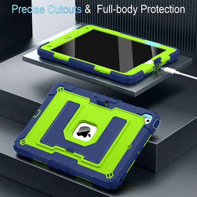 Alt view image 4 of 5 - WESOROL CASE for iPad 9th/ 8th/ 7th Generation 10.2 Inch (2021/2020/ 2019) Kids Friendly iPad Case 9th Generation with Pencil Holder,Heavy Duty Shockproof Cover for i Pad 9th/8th/7th Gen,Navy Green