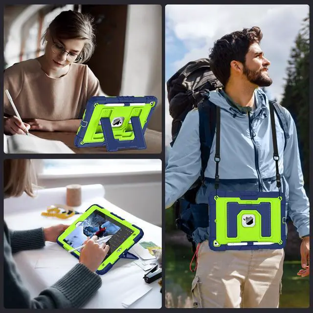 Alt view image 5 of 5 - WESOROL CASE for iPad 9th/ 8th/ 7th Generation 10.2 Inch (2021/2020/ 2019) Kids Friendly iPad Case 9th Generation with Pencil Holder,Heavy Duty Shockproof Cover for i Pad 9th/8th/7th Gen,Navy Green