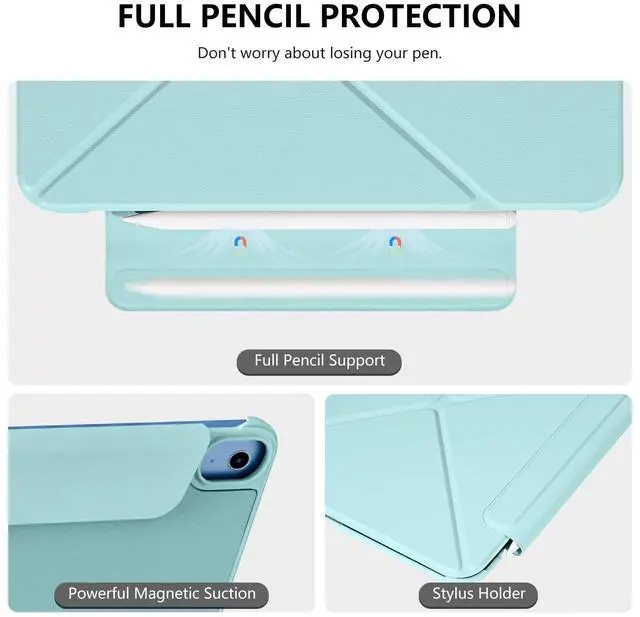 Alt view image 5 of 5 - HATOKU Magnetic Case for iPad 10th Generation: Slim Multi - Angle Stand Protective iPad 10 Gen Cover with Pencil Holder and Auto Wake Sleep for iPad 10.9 inch 2022 (Blue)