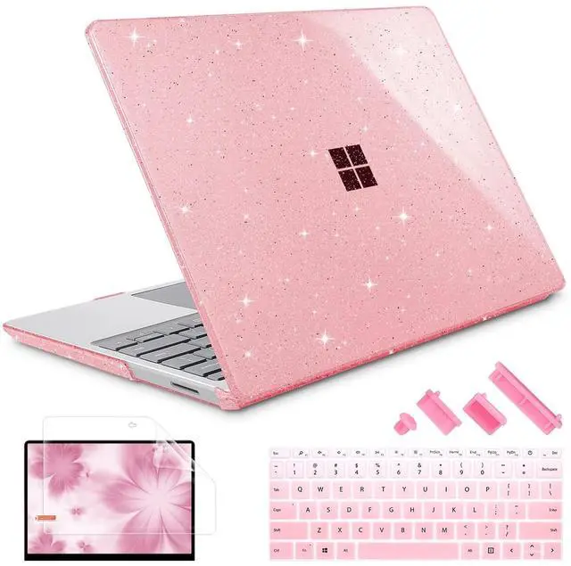Main image of May Chen Case Compatible for 13.5" Microsoft Surface Laptop 5/4/3 with Metal Palm Rest Model 1951/1868, Plastic Hard Shell Case with Screen Protector + Keyboard Cover + Dust Plug, Pink Glitter