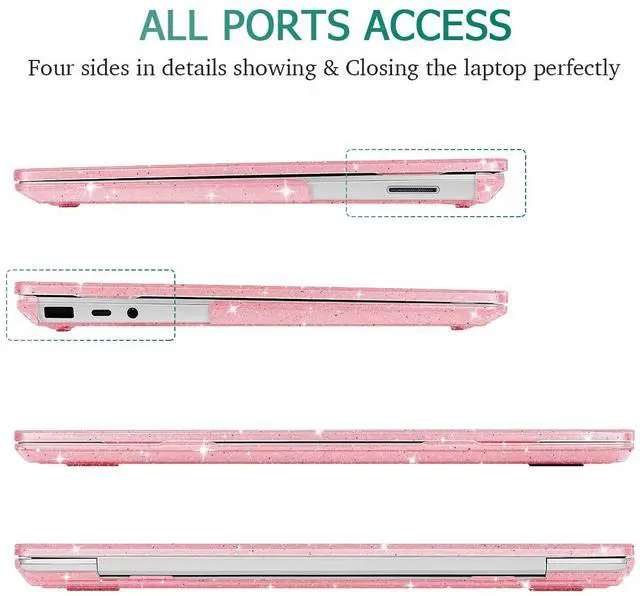 Alt view image 4 of 5 - May Chen Case Compatible for 13.5" Microsoft Surface Laptop 5/4/3 with Metal Palm Rest Model 1951/1868, Plastic Hard Shell Case with Screen Protector + Keyboard Cover + Dust Plug, Pink Glitter